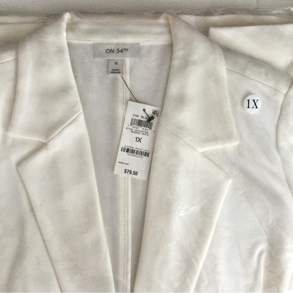 ON 34th Cream Ponte Blazer - One Button - 1X - NWT - Picture 3 of 12
